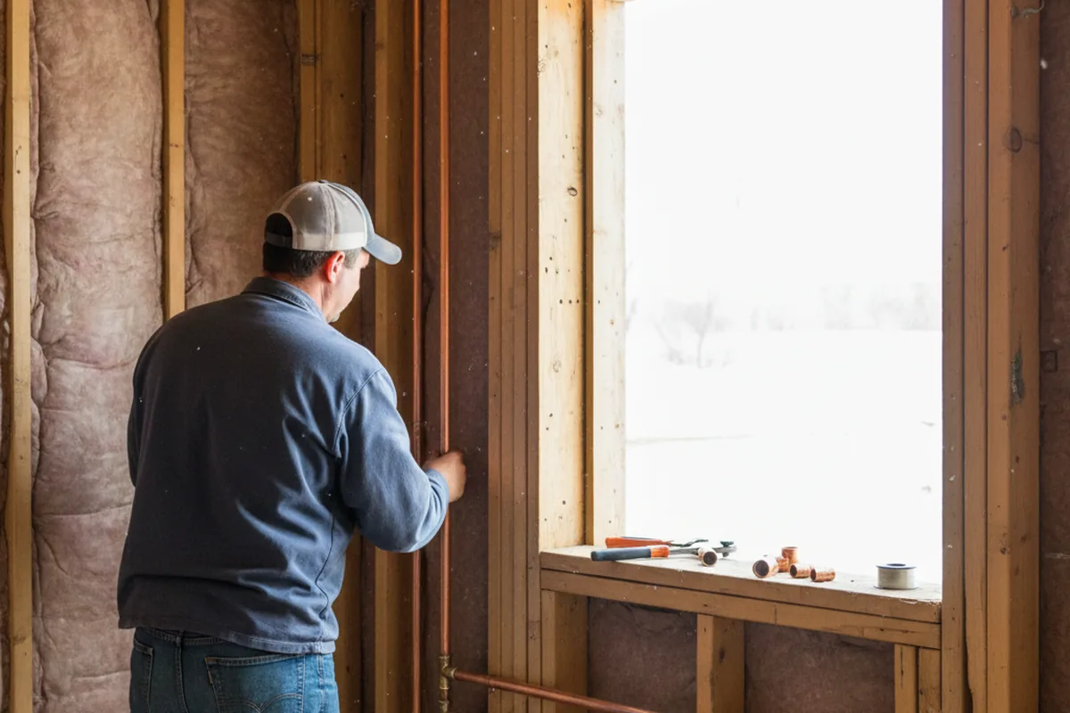 Licensed plumber running new copper supply lines in a Sherman home